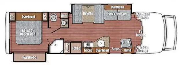 32' 2020 Gulf Stream B Touring 5316 w/2 Slides Floorplan