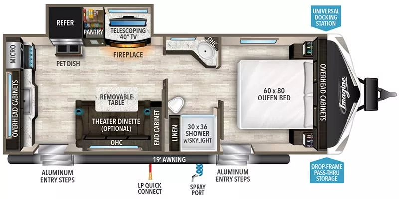 27' 2020 Grand Design Imagine 2250RK w/Slide Floorplan