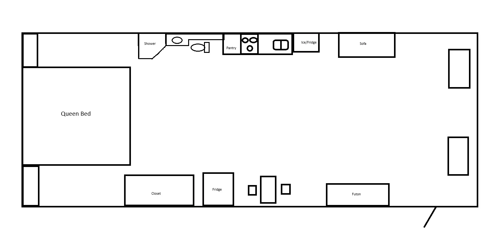 39' 1995 Fleetwood American Eagle 39AF 300hp Cummins Floorplan