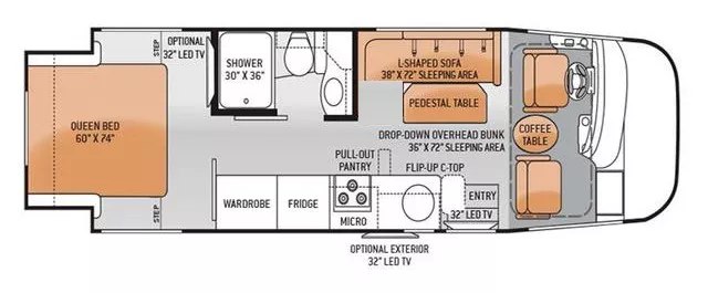 26' 2016 Thor Vegas 25.2 w/Slide Floorplan