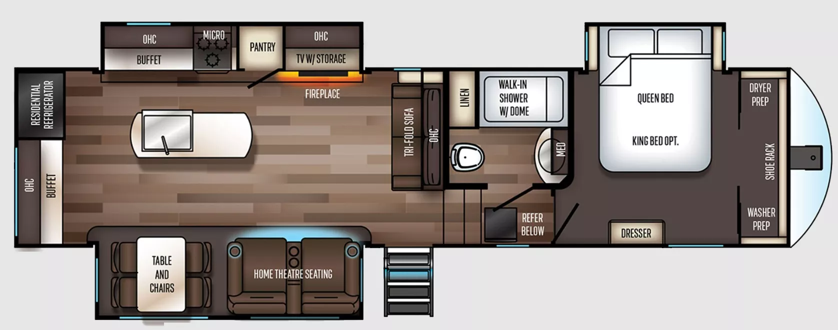 36' 2020 Forest River Sabre 31IKT w/3 Slides Floorplan