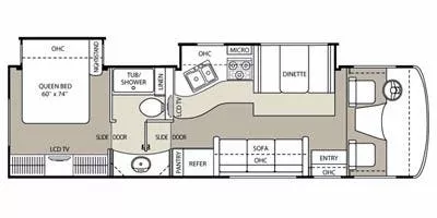 32' 2012 Coachmen Mirada 29DS w/2 Slides Floorplan