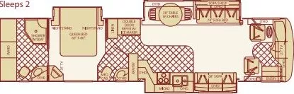 40' 2005 Fleetwood Revolution Le 40E 400hp Caterpillar w/3 Slides Floorplan