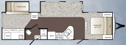 36' 2012 Keystone Outback 10th Anniversary 312BH w/2 Slides - Bunk House Floorplan