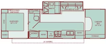 31' 2004 Fleetwood Tioga 31W w/Slide Floorplan