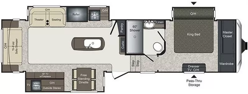 37' 2017 Keystone Laredo 325RL w/3 Slides Floorplan