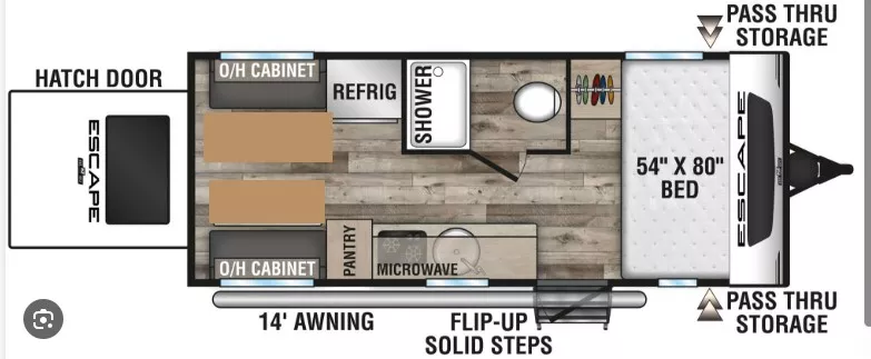23' 2022 Kz Escape Hatch E17 - Toy Hauler Floorplan
