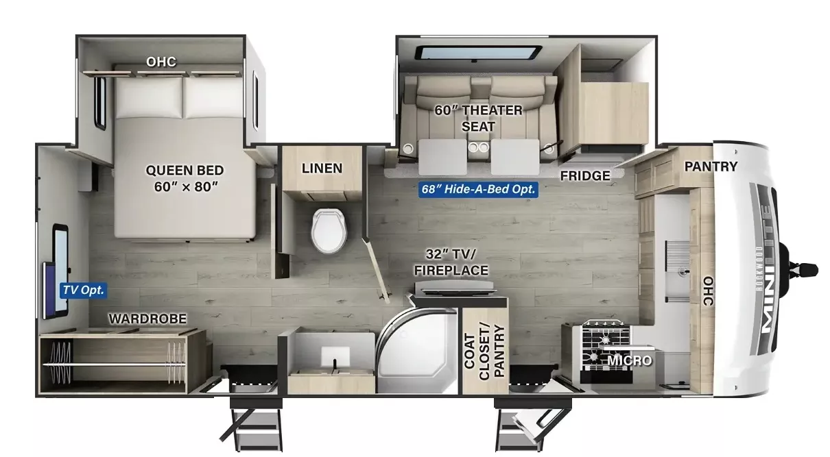 25' 2024 Forest River Rockwood Mini Lite 2516S w/2 Slides Floorplan