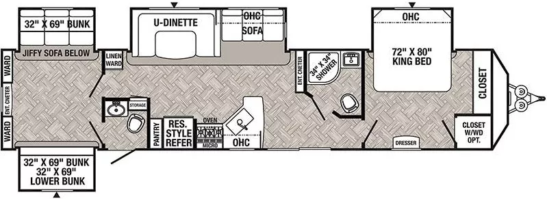 42' 2022 Forest River Palomino Puma 39PQB w/4 Slides - Bunk House Floorplan