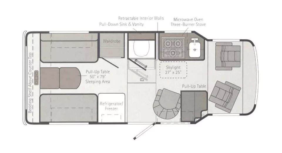 22' 1999 Winnebago Rialta 22HD Floorplan