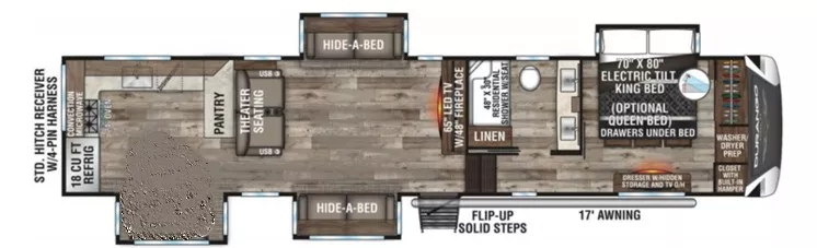 40' 2021 K-Z Durango G391RKQ w/4 Slides Floorplan