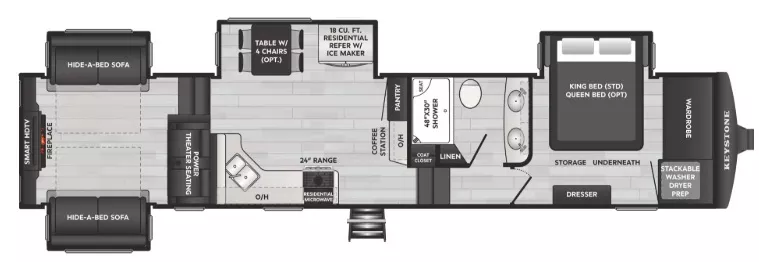 41' 2021 Keystone Montana High Country 373RD w/4 Slides Floorplan