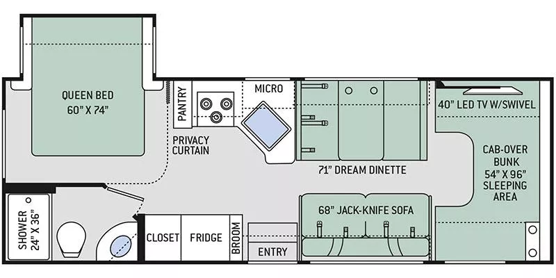28' 2018 Thor Freedom Elite 26HE w/Slide - Bunk House Floorplan