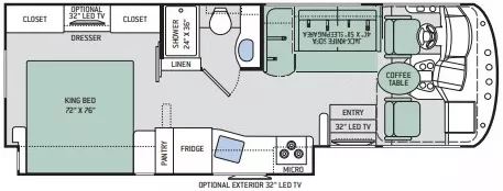 28' 2016 Thor A.C.E 27.1 w/Slide Floorplan