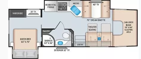 33' 2020 Thor Magnitude XG32 4WD w/2 Slides Floorplan