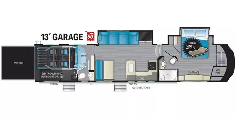 43' 2021 Heartland Cyclone 4007 w/3 Slides - Toy Hauler - Bunk House Floorplan