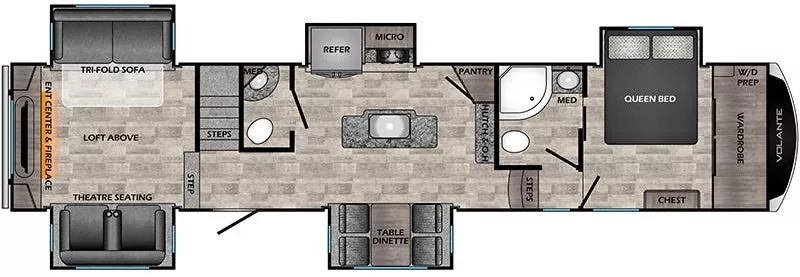 41' 2021 Crossroads Volante 3861BL w/5 Slides - Bunk House Floorplan