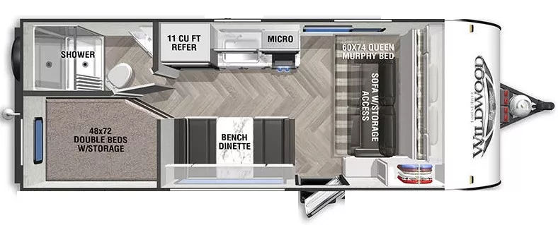 22' 2021 Forest River Wildwood Fsx 179DBK Floorplan