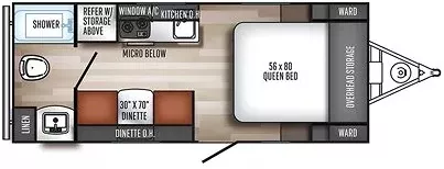 21' 2019 Forest River Palomini Real-Lite M-180 Floorplan