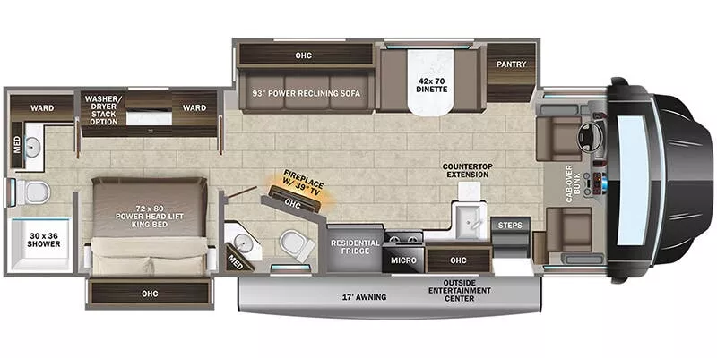 39' 2023 Entegra Coach Accolade 37K w/2 Slides Floorplan