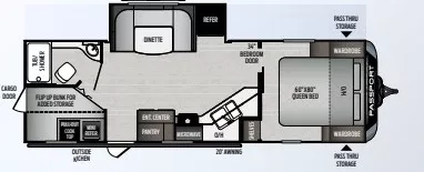 31' 2020 Keystone Passport 2600BH w/Slide - Bunk House Floorplan
