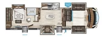 43' 2019 Grand Design Solitude 379FLS w/5 Slides Floorplan