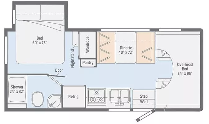 24' 2019 Winnebago Outlook 22C w/Slide Floorplan
