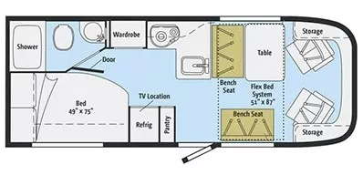 24' 2015 Winnebago Trend 23L Floorplan