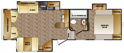 30' 2015 Crossroads Cruiser Aire 28SE w/3 Slides Floorplan