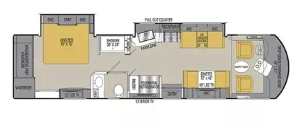 36' 2019 Coachmen Sportscoach 339DS 340hp Cummins w/2 Slides Floorplan