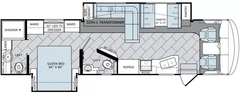 36' 2016 Holiday Rambler Vacationer 35DK w/2 Slides Floorplan