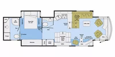 43' 2012 Itasca Meridian 42E 400hp Cummins w/3 Slides Floorplan