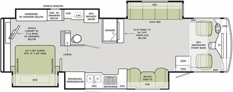 36' 2021 Tiffin Allegro Open Road 34PA w/4 Slides Floorplan