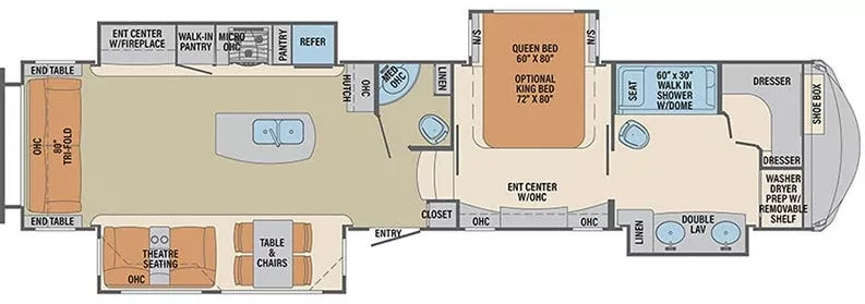 42' 2018 Palomino Columbus 1492 383FB w/4 Slides Floorplan
