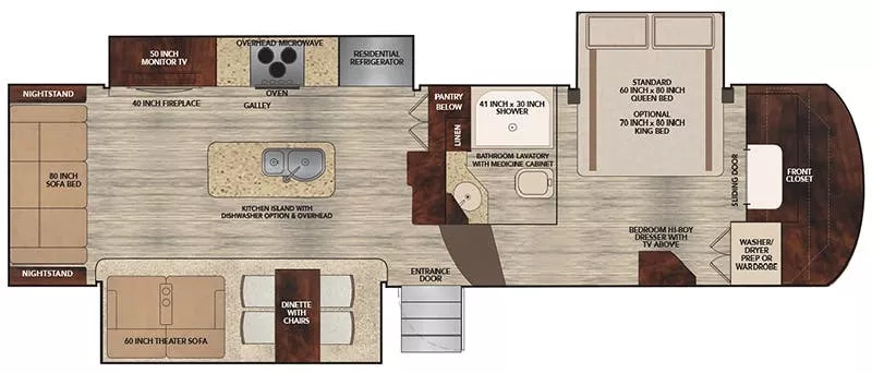 34' 2018 Vanleigh RV Vilano 320GK w/3 Slides Floorplan