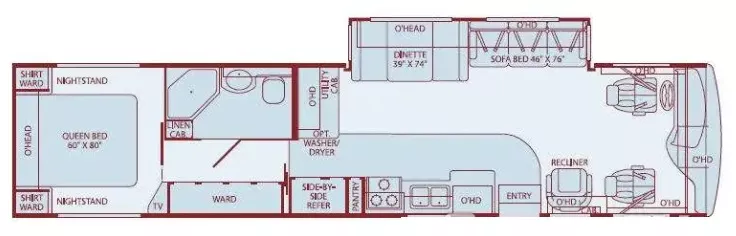39' 2005 Fleetwood Bounder Turbo 39Z 300hp Caterpillar w/Slide Floorplan