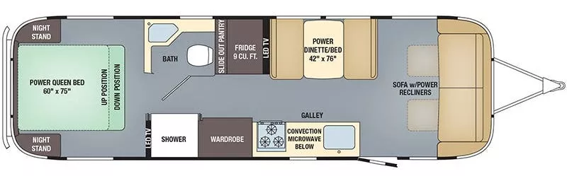 31' 2018 Airstream Classic 30RB QUEEN Floorplan