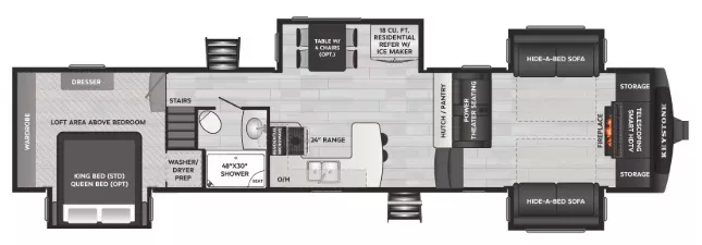 41' 2025 Keystone Montana High Country 377FL w/4 Slides - Bunk House Floorplan