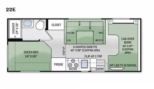 22' 2015 Thor Four Winds 22E Floorplan