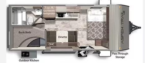 23' 2022 Dutchmen Aspen Trail Le Series 1950BH - Bunk House Floorplan