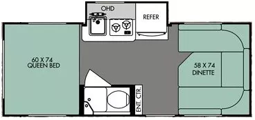 20' 2015 Forest River R-Pod 178 w/Slide Floorplan