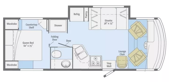 27' 2013 Winnebago Vista 26HE w/Slide Floorplan