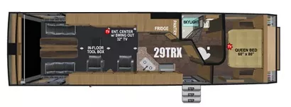 35' 2022 Outdoors RV Mountain Trax Trail 29TRX w/Generator  - Toy Hauler Floorplan