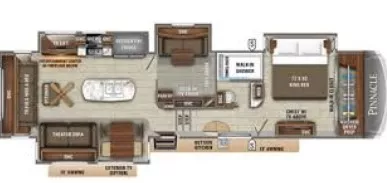 42' 2020 Jayco Pinnacle 37MDQS w/4 Slides & Generator Floorplan