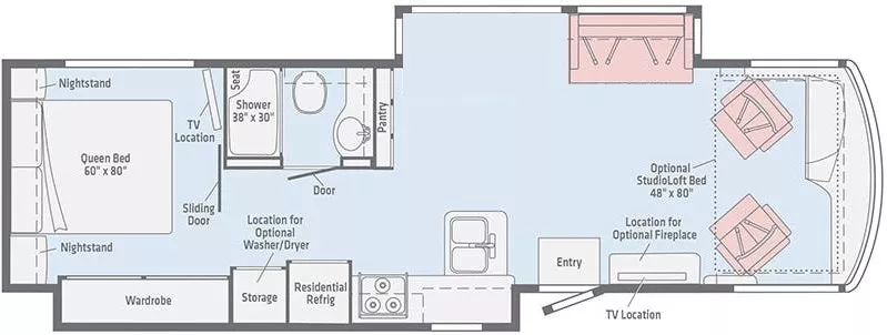 35' 2018 Winnebago Forza 34T 340hp Cummins w/2 Slides Floorplan