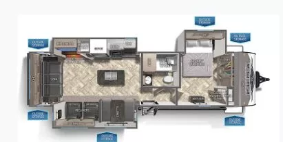 36' 2023 Forest River Puma Series 31RLQS w/3 Slides Floorplan