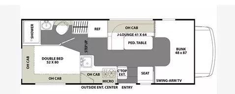23' 2018 Coachmen Freelander Micro 20CB w/Slide Floorplan
