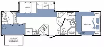 33' 2009 Keystone Cougar 293SAB w/3 Slides - Bunk House Floorplan