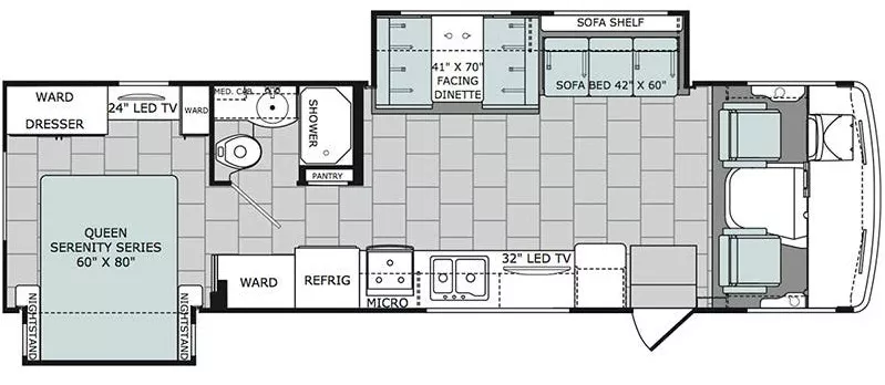 33' 2018 Holiday Rambler Admiral Xe 31A w/2 Slides Floorplan