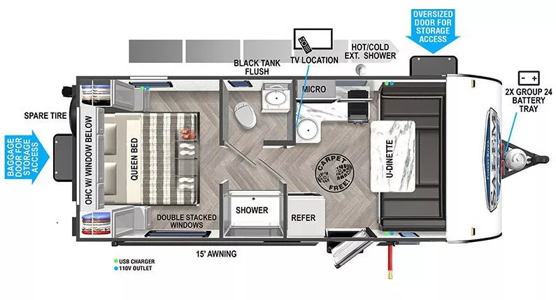 23' 2024 Forest River Salem Platinum Fsx 161QKX Floorplan